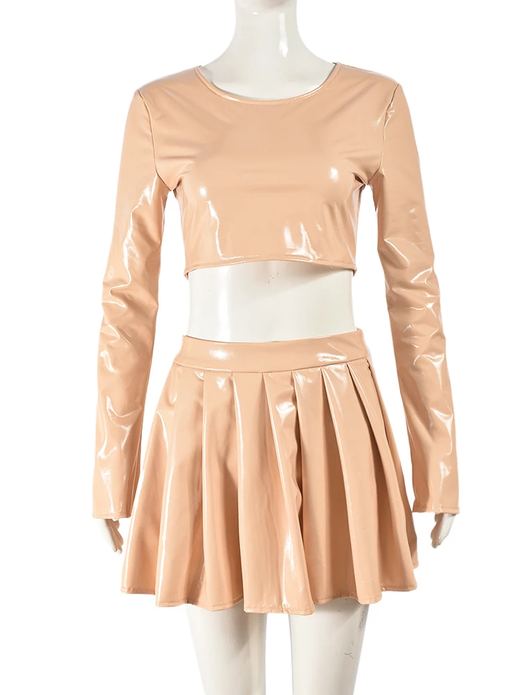 Женский комплект из искусственной кожи Weird Puss роскошные укороченные топы с