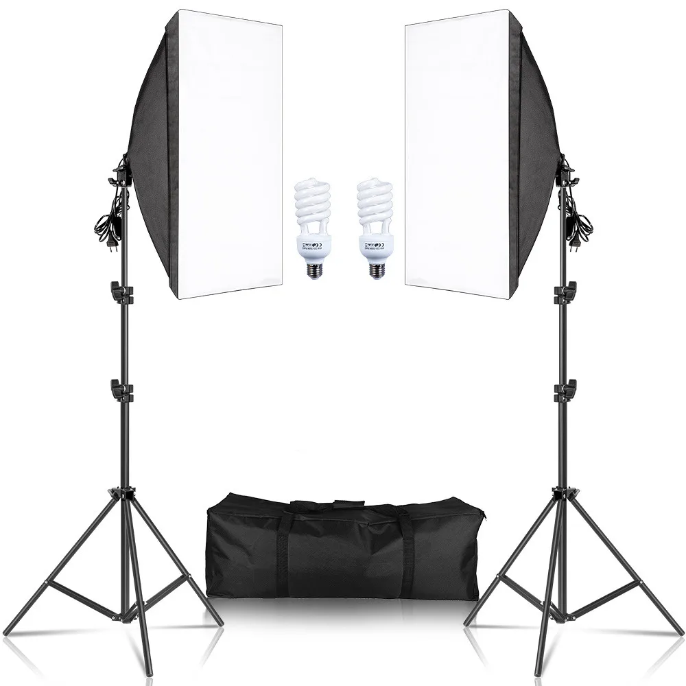 

Photography 50x70CM Softbox Lighting Kits Professional Light System With E27 Photographic Bulbs Photo Studio Equipment