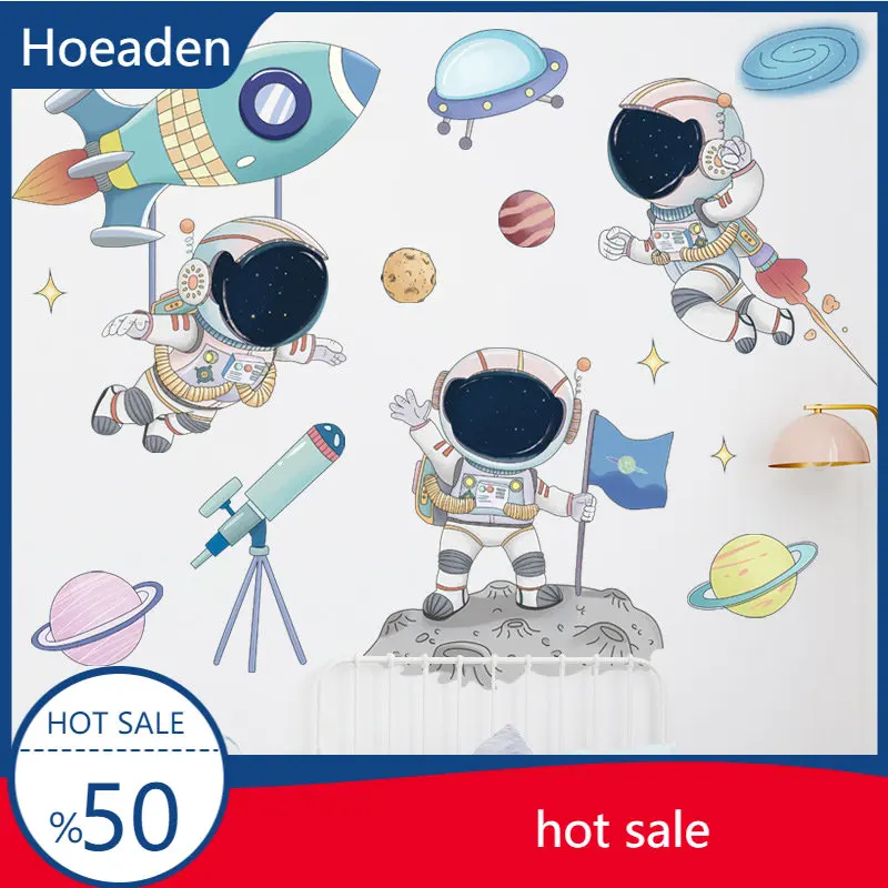 

Cartoon Space Astronaut Pilot Sticker Kids Room Decor Kindergarten Wall Stickers