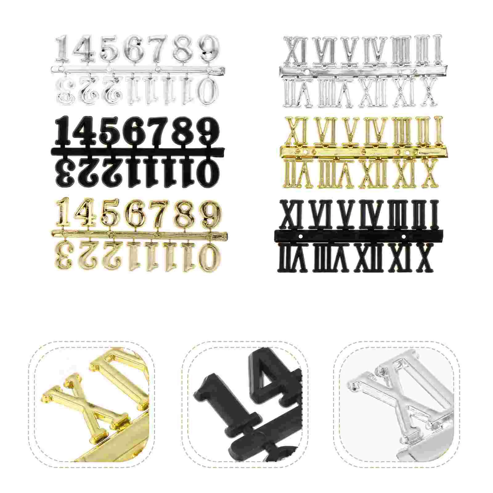 

6 Pcs Wall Clock Accessories Roman Number Replacement Digital Numbers Gold Letter Stickers DIY Reloj De Pared Numerals Crafts
