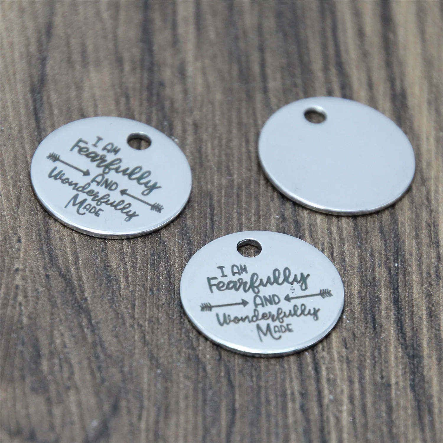 

10pcs/lot Psalm charm I am Fearfully and Wonderfully Made message Stainless Steel Charm pendant 20mm