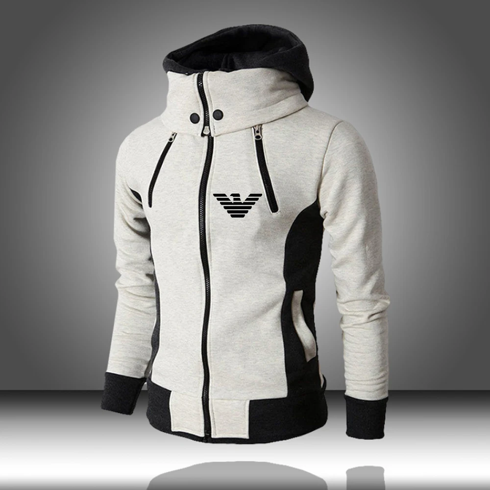 

Men's Winter Thicken Jacket Casual Double Zipper Lapel Coat Slim Fleece Hoodies AMN Logo Printed Male Fashion Outdoor Clothing