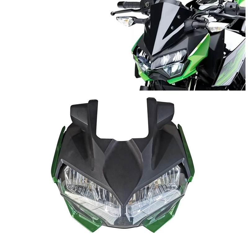 

1Set Black&Green Motorcycle Headlight + Front Head Cowl Upper Nose Fairing Fit For KAWASAKI Z400 18-22
