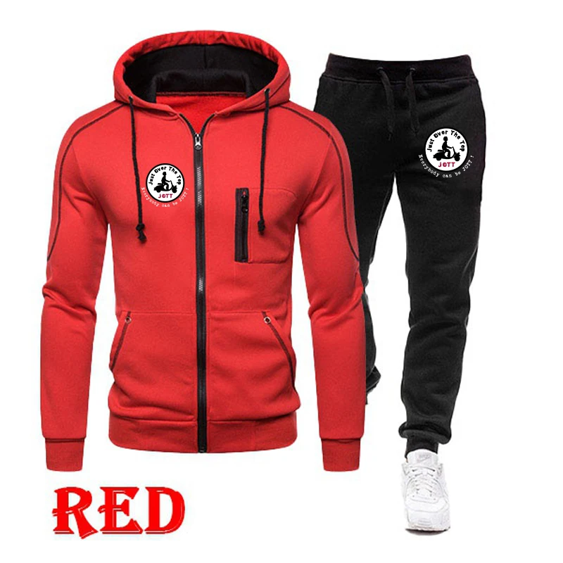 

2022 New Autumn and Winter Fashion Men's Tracksuit Jott Printed Vertical Zipper Hoodie and Pants Leisure Two-piece Men's Clothes
