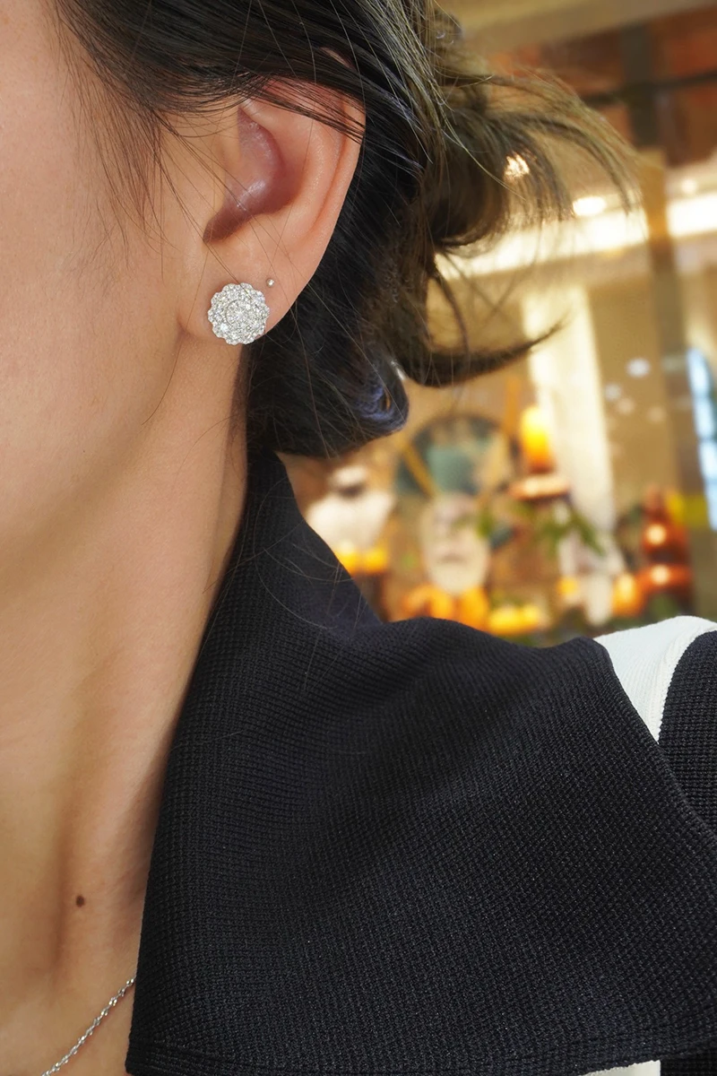 Серьги LUOWEND из белого золота 18 карат роскошные дизайнерские серьги-гвоздики в