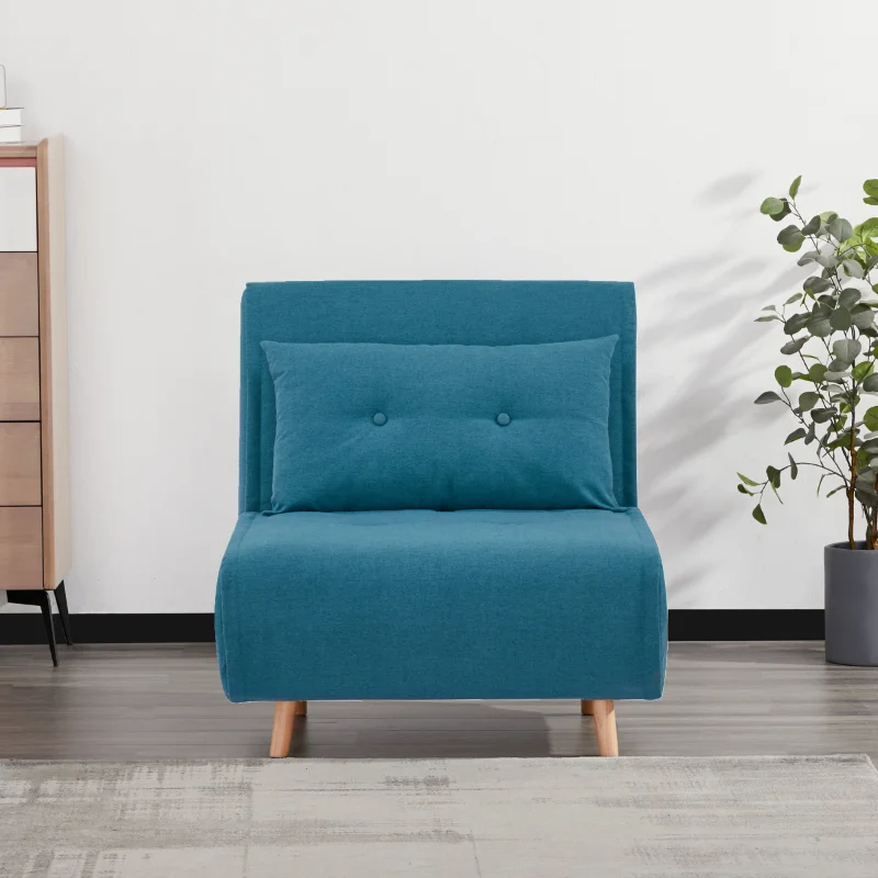 

A&D Home Haru 30" Convertible Futon Chair, Blue chairs living room furniture