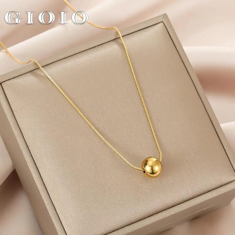 

2022 Classic Lucky Ball Pendant Titanium Steel Short Necklace For Woman Korean Fashion Jewelry Girl's Accessories Clavicle Chain