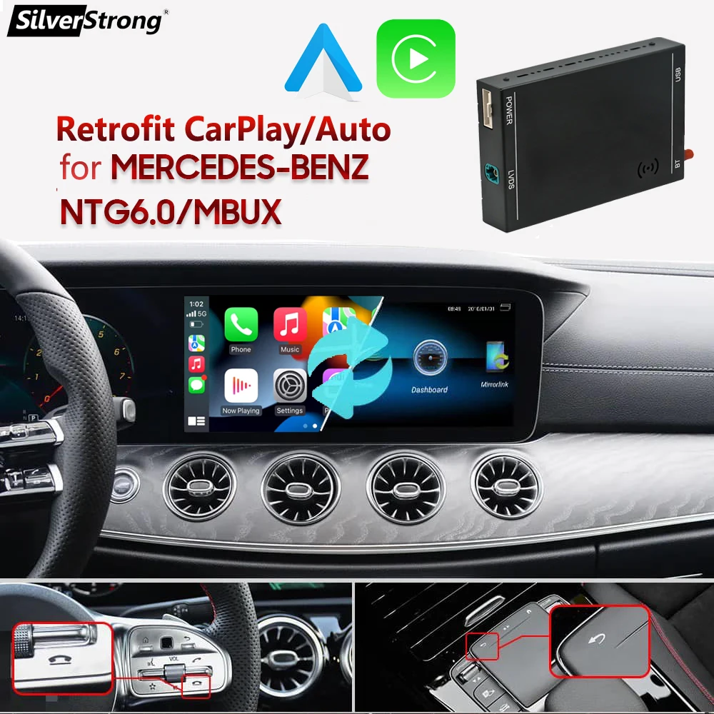 Беспроводной CarPlay для Mercedes NTG6.0 Android Auto W118 A180 A200 A45 A63 GLA CLA W176 B200 B180 W117 W213 W206 W222