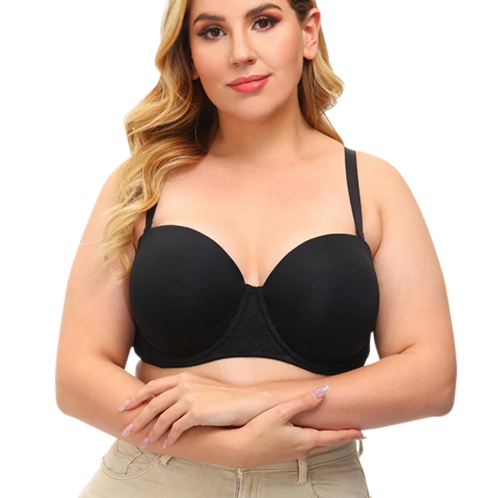 

Fashion Seamless Bra Plus Size Sexy Half Cup Tube Strapless Removable Anti-slip Silicone Push Up Underwear Cup B C D E F G