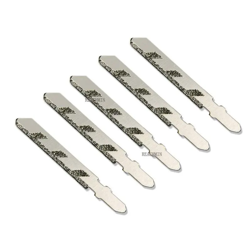 

5Pcs 101Mm 4 Inch T Shank Jigsaw Blades Diamond Coated Jig Saw Blade Set Masonry Granite Tile Cutting Power Tools