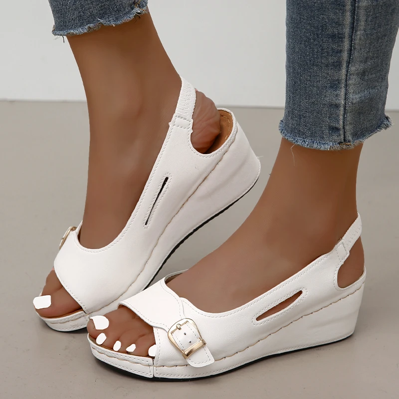 

2022 Summer New Fashion White Women's Sandals Black Platform Women Sandals Wedge Summer Chaussures Femme Sandals Size 35-43