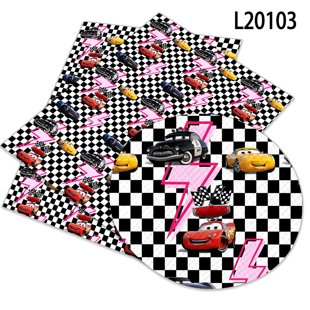

30*136cm Cartoon Disney Fabric Cars Print Pattern Artificial Leather Cross Pattern for DIY Jewelry Earring Craft Making