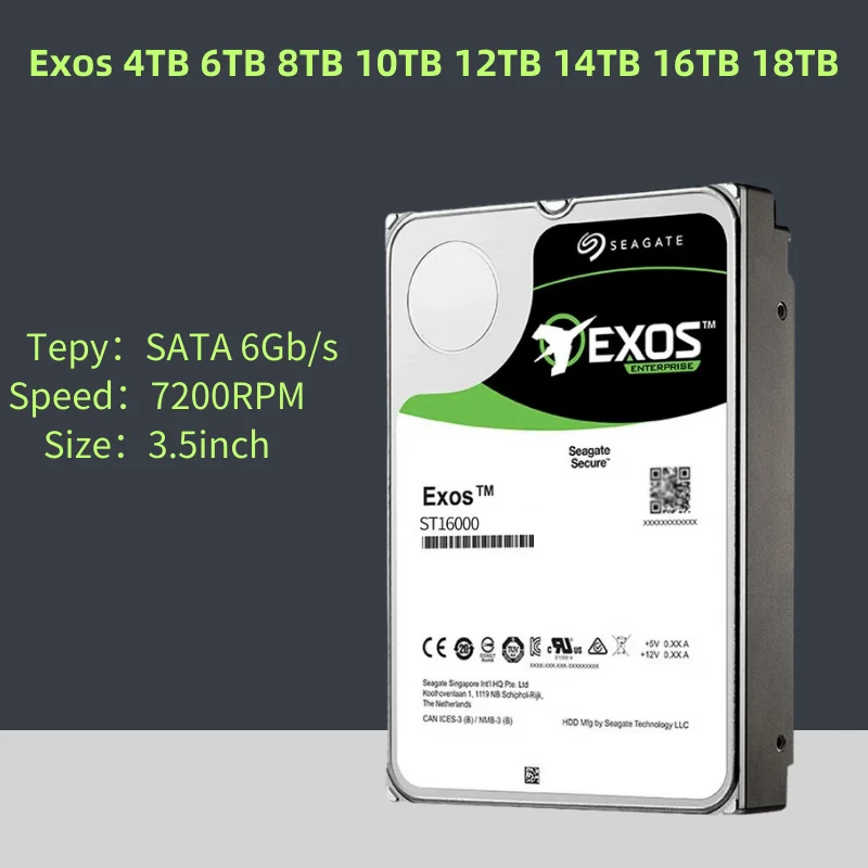Жесткий диск SEAGATE Exos, 4 ТБ, 6 Тб, 8 ТБ, 10 ТБ, 12 ТБ, 14 ТБ, 16 Тб, 18 ТБ, жесткий диск SATA3 6 Гб/с, 7200 об/мин, 3,5 дюйма