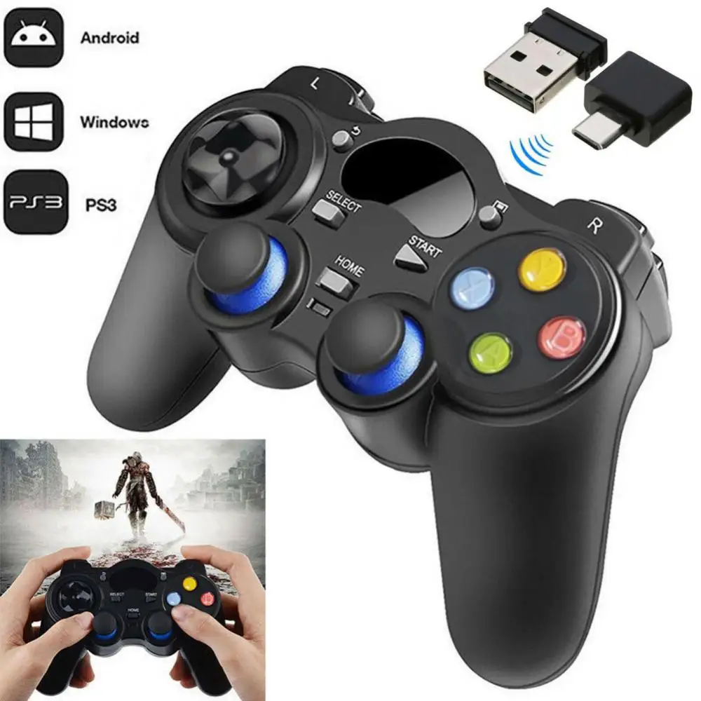 

Беспроводной геймпад для ПК, PS3, Android, ТВ-приставки, 2,4 ГГц, беспроводной джойстик, геймпад, USB, ПК, игровой контроллер для смартфона Xiaomi OTG