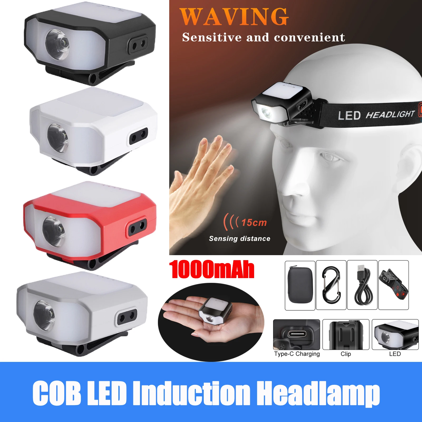 

LED Sensor Headlamp Camping Search Light Head Flashlight Rechargeable Powerful Head Lamp Front Lanterns Headlights 6 Styles