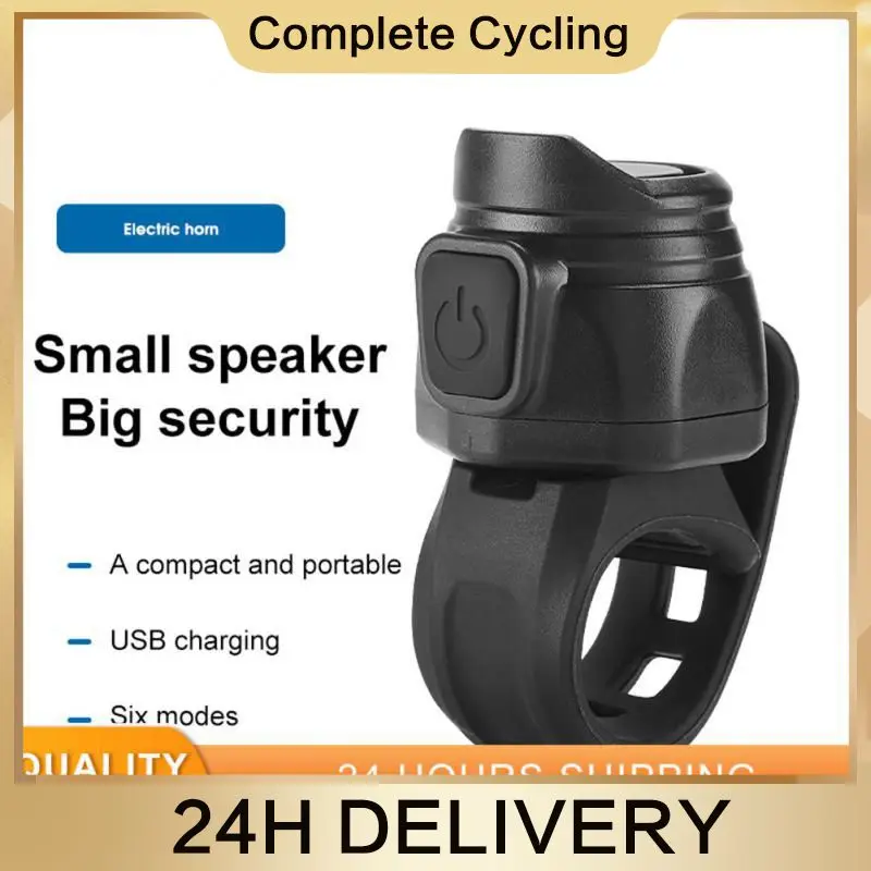 

USB Rechargeable Bicycle Motorcycle Electric Bell Horn 6 Modes Handlebar MTB Road Cycling Anti-theft Alarm Horn Bike Accessories