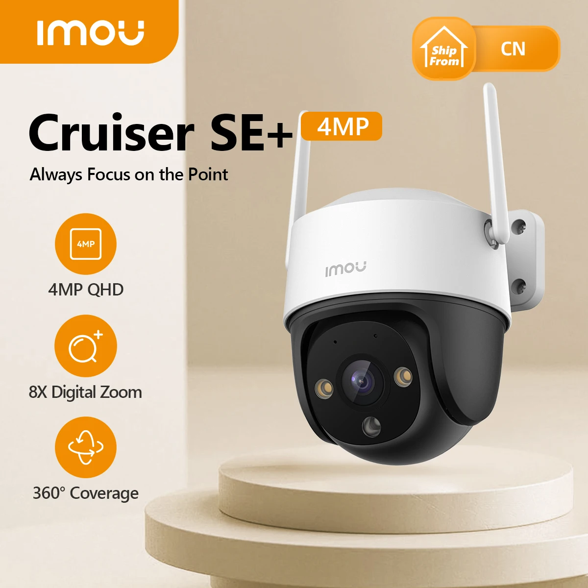 IMOU Cruiser SE + 4 МП наружная Wi-Fi камера ночного видения IP66 погодозащищенная 8X цифровая зум Камера AI камера обнаружения человека