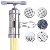 manual noodle maker stainless steel press pasta spaghetti machine 5 mould hand squeezing home kitchen tools for pasta making