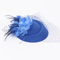 5color Feather Mesh Mini Top Hat Retro Hair Accessories French Stage Show Banquet Party Night Headwear For Women Sideclip Acces