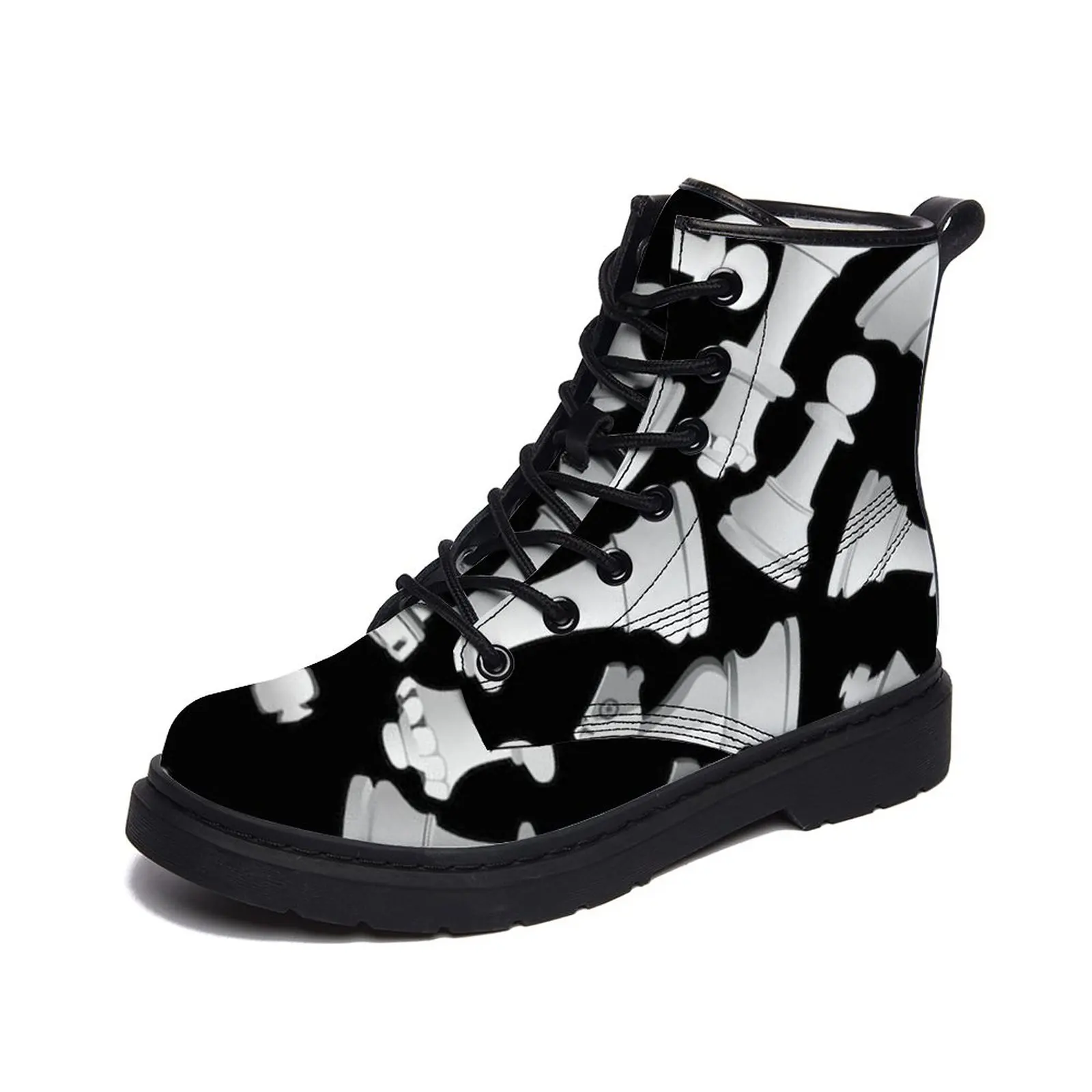 

Мужские ботинки Checkmate с узором в шахматы (6), женские зимние ботильоны, бархатная утолщенная обувь на низком каблуке, Винтажная обувь из искус...