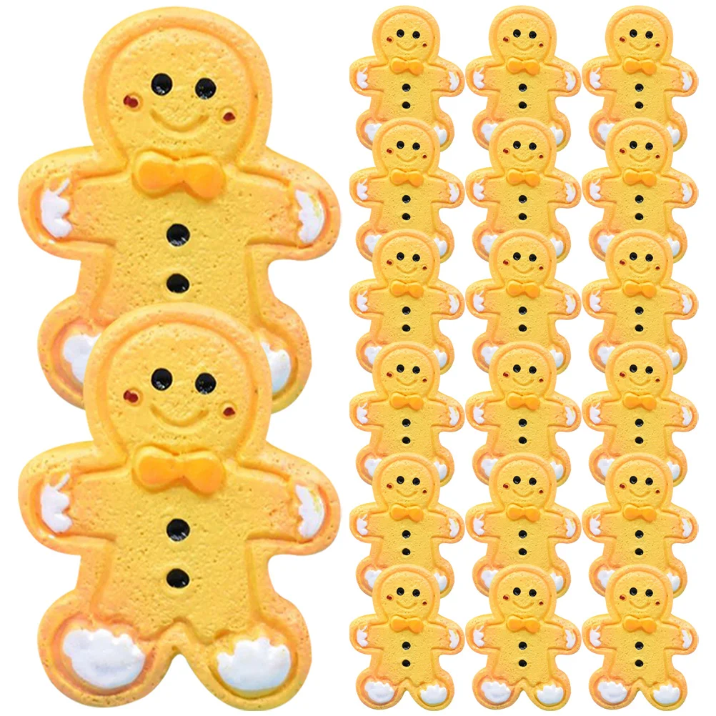 

30Pcs DIY Resin Charms Mini Fake Gingerbread Man Crafts Charms Delicate Case Decoration