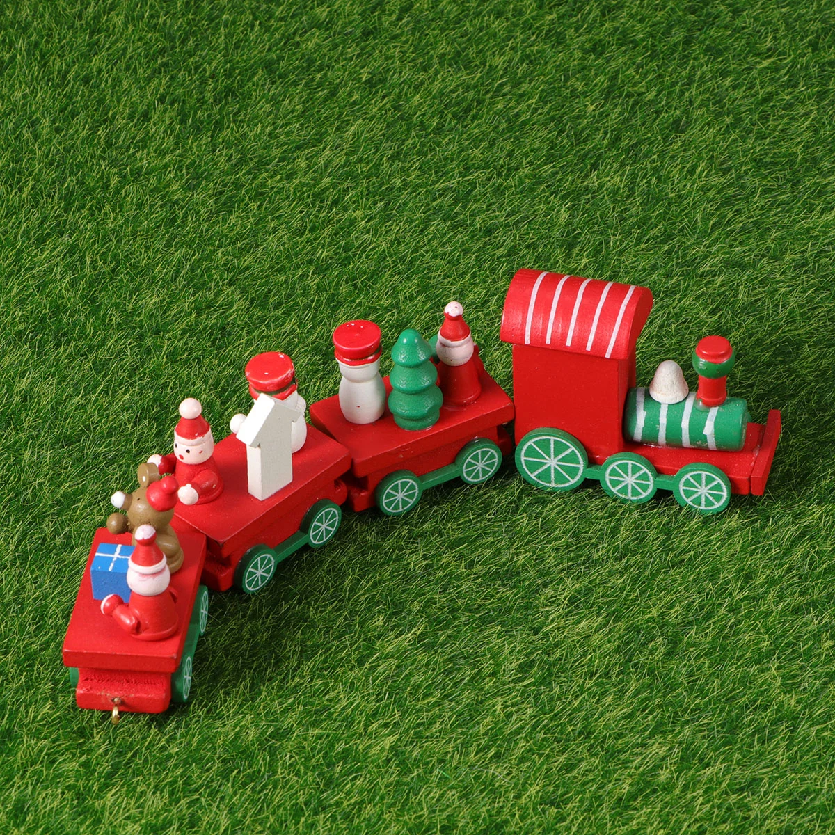 

Рождественское деревянное украшение для поезда с снеговиком, 4 секции, настольное украшение для рождественского праздника, праздничный подарок (красный)