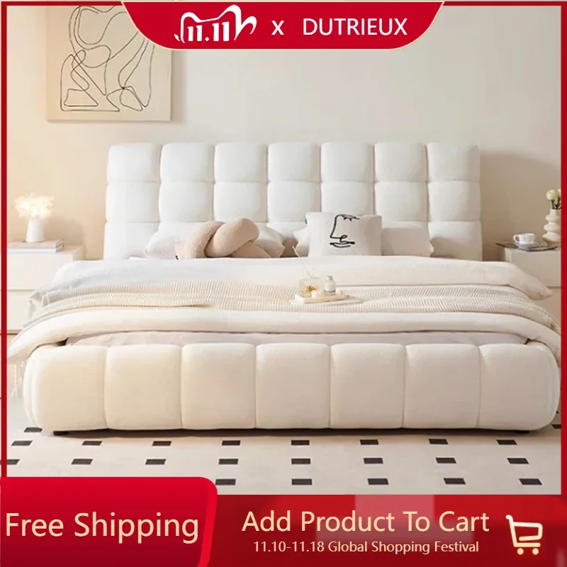 Домашняя тканевая двухспальная кровать новинка белая спальная деревянная рама