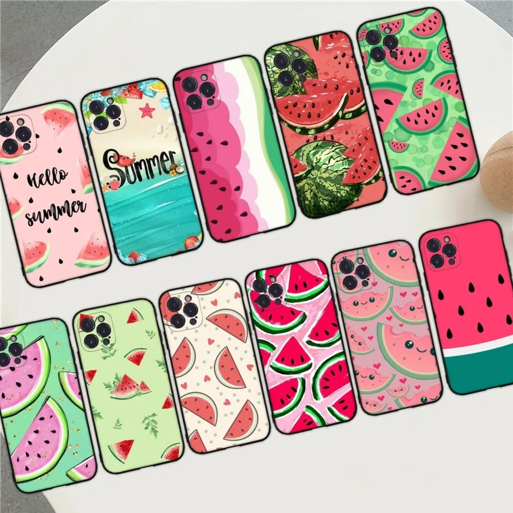 

Summer Cartoon Watermelon Phone Case For iPhone 14 13 12 Mini 11 Pro XS Max X XR SE 6 7 8 Plus Soft Silicone Cover