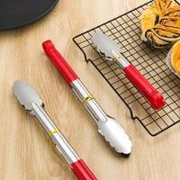 food clip cooking tongs silicone handle stainless steel head steak salad serving barbecue tongs non stick kitchen tool
