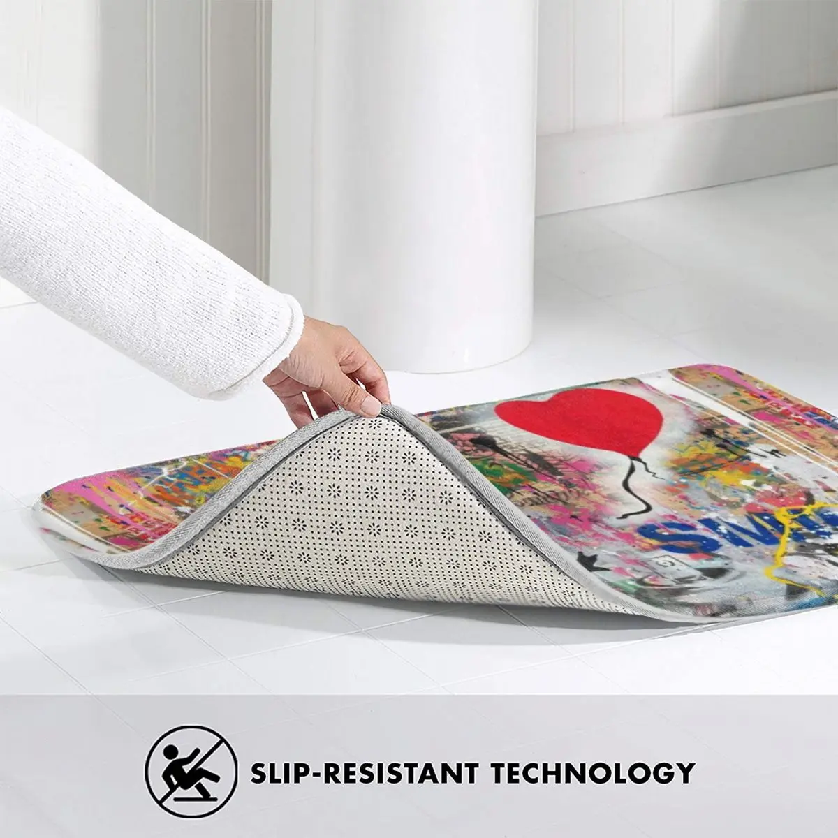 Напольный коврик для ванной с изображением девушки воздушного шара