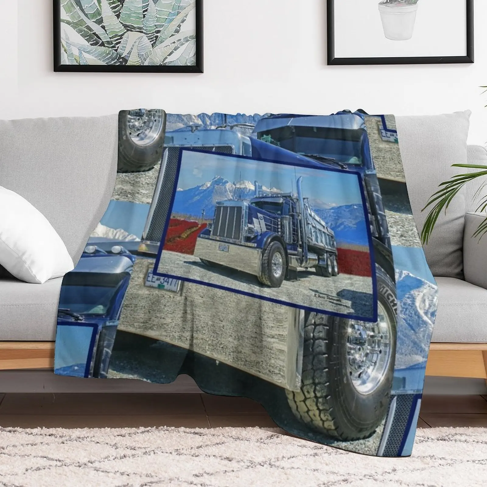 Одеяло Peterbilt Dumptruck теплое зимнее дорожное мягкое плюшевое одеяло в клетку