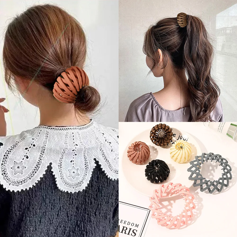 

New Fashion Women Bun Hair Claw Horsetail Buckle Hair Clip Bird Nest Expanding Hair Accessories Female Ponytail Hair Accessories