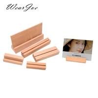 beech wood photo stand business card holder ring earrings card display shelf name memo clip organizer storage dinner party decor