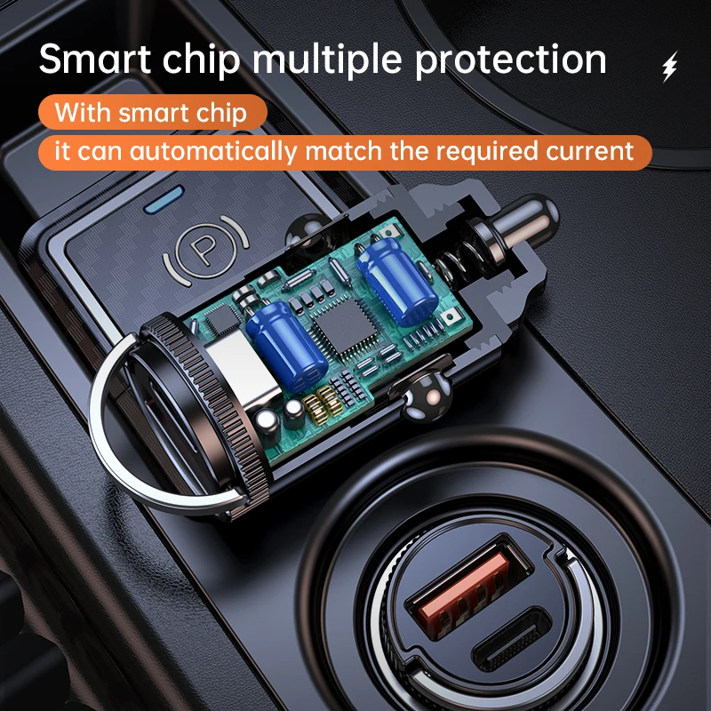 Автомобильное зарядное устройство Korseed USB C PD 27W + QC3.0 Dual супер быстрое
