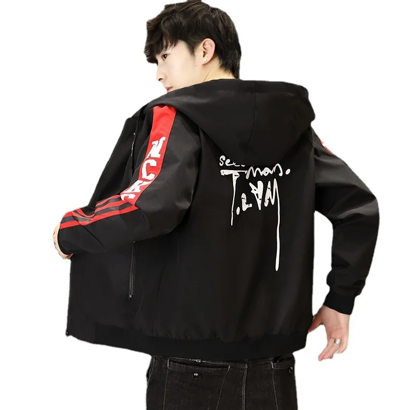 

Two-sided Hooded Jacket Men's Spring and Autumn Trendy Sports Jacket Loose Ins Hong Kong Style Casual Windproof Youth Clothes