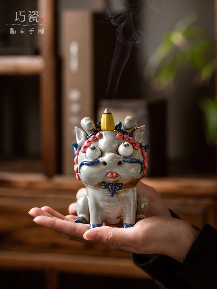 

Курильница для благовоний с изображением дракона кирина, креативное керамическое украшение для дома