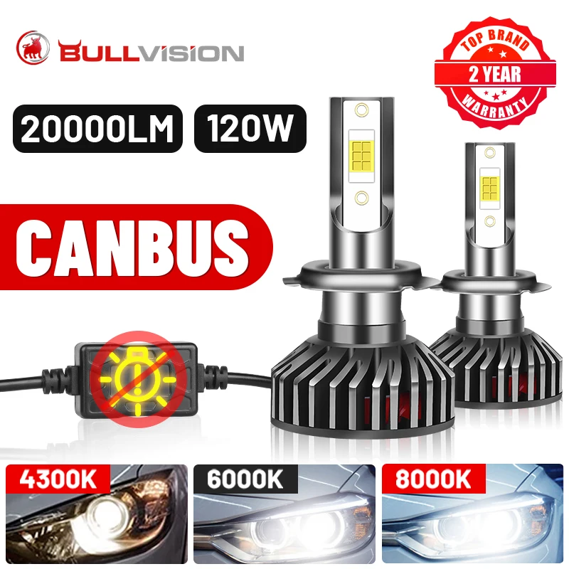 

H7 Led H11 H1 H4 Canbus Led Headlight 20000LM lamp 120W 9005 9006 Hb3 Hb4 H8 H9 Headbulb 4300K 6000K 8000K PTF Auto Fog lamp 12V