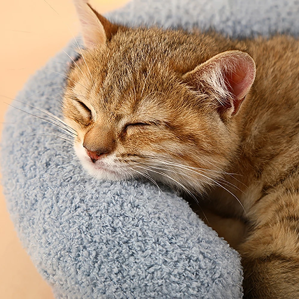 

Pillow for Cats Ultra Soft Fluffy Pet Calming Toy Half Donut Cuddler U-Shaped Pillow for Joint Relief Sleeping Improve Washable