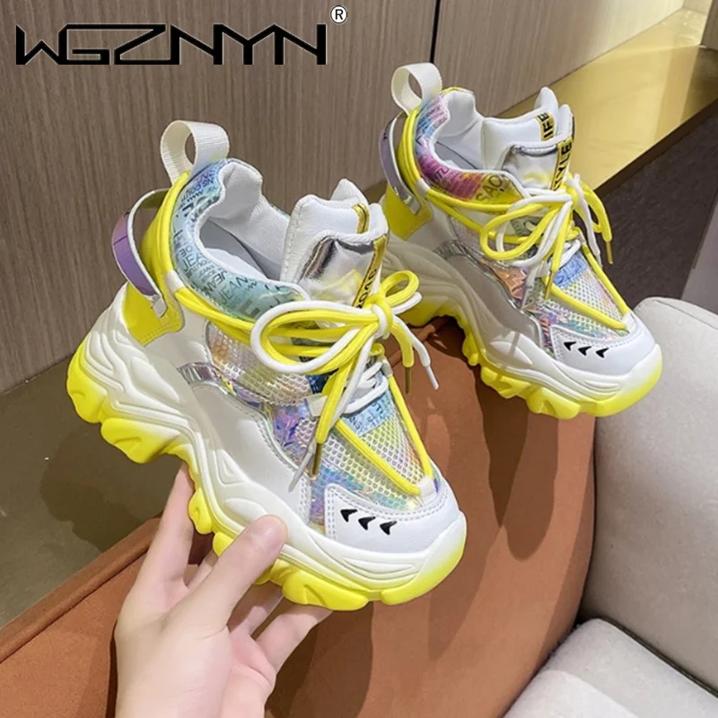 

Mesh Dad Shoes Women's Spring Summer Breathable Mesh Shoes 2022 New Muffin Thick Soled High Casual Sports Shoes Women Sneakers