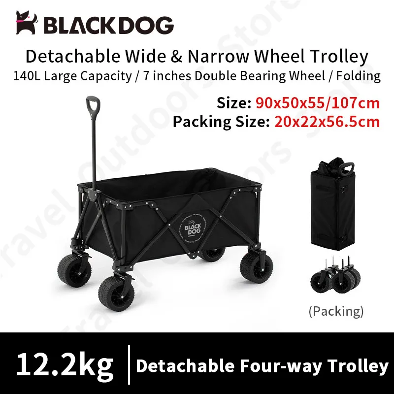 

Naturehike-BLACKDOG Traveling Trolley 150L High-Capacity Folding Detachable Outdoor Portable Wheelbarrow Sundries Storage