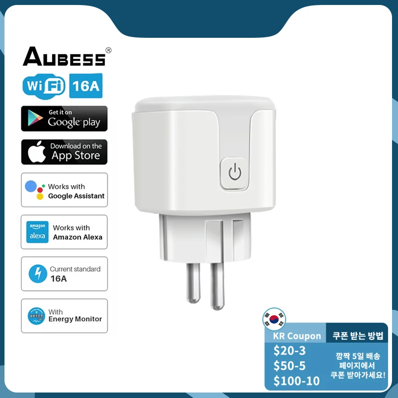 

Smart Plug WiFi Socket EU 16A Power Monitor Timing Function Tuya SmartLife APP Control Works With Alexa Google Assistant