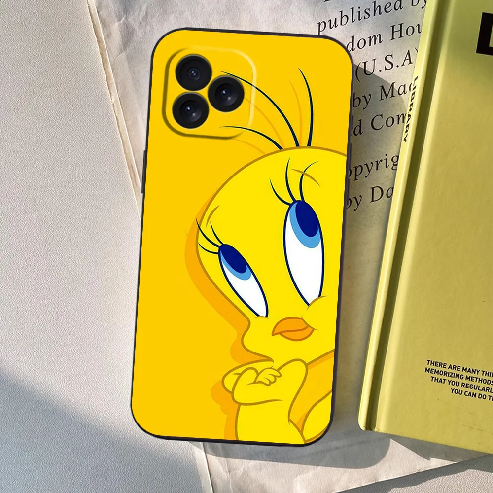 BEAST KINGDOM Cartoon T-Tweety B-Bird Phone Case for iPhone 12 11 13 14 15 16 Max Pro Plus Black Soft Silicone Cover