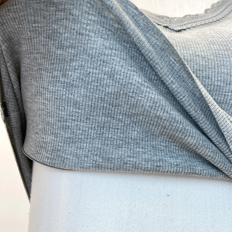 Кружевной кружевной ленточный нагрудник Серый жилет без рукавов для женщин 2024