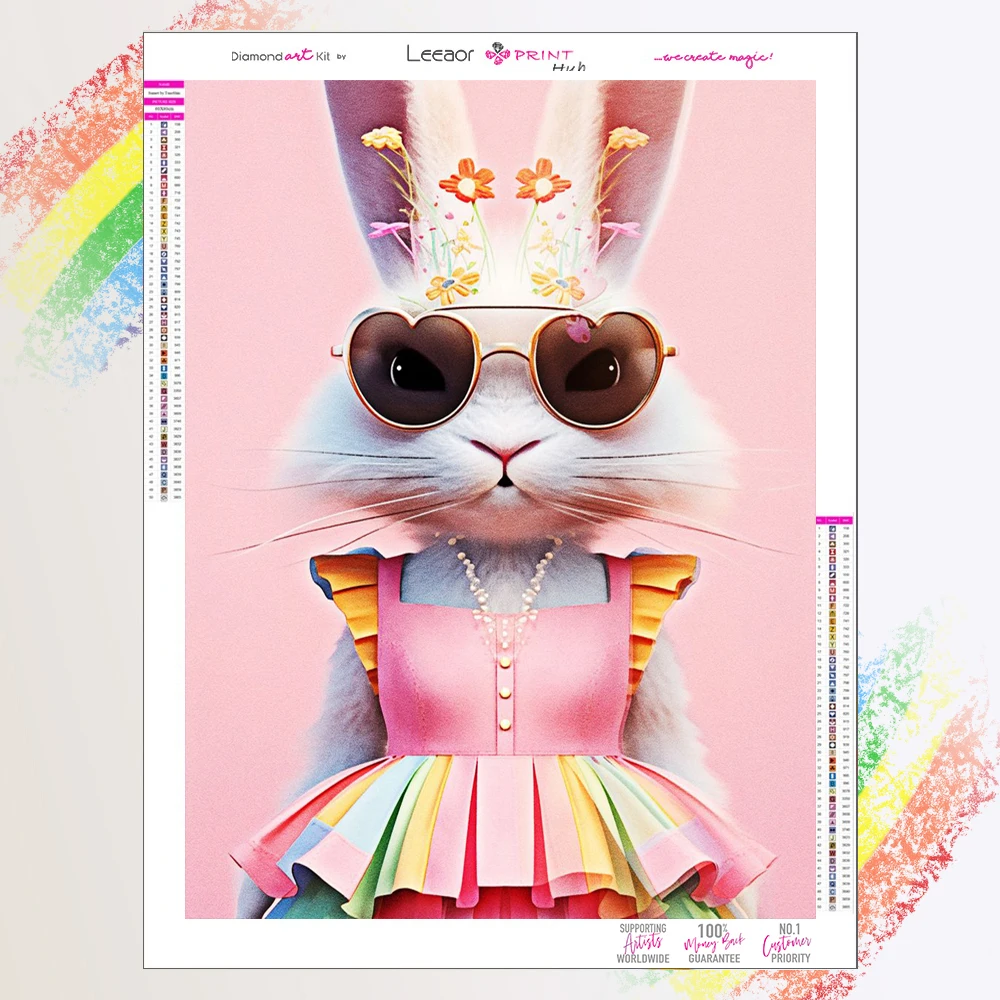 

5d алмазная живопись, город, животное, искусство, изображение кролика, солнцезащитные очки, искусственная мозаика, вышивка крестиком, наборы для домашнего декора