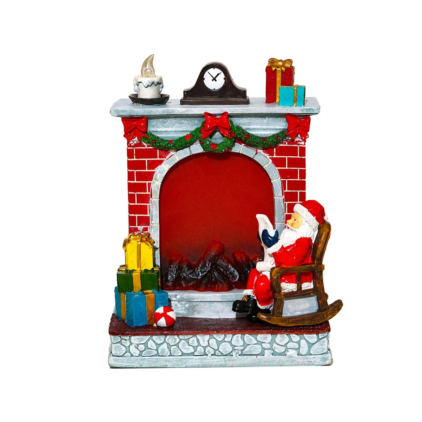 

Christmas Fireplace with Light Resin Landscape for Indoor Tabletop