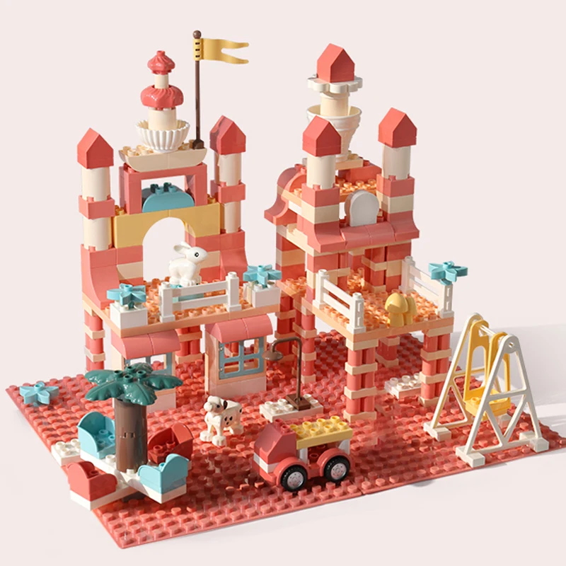

185-255pcs City Large Particles Girls Pink Princess Castle Architecture Building Blocks House DIY Bricks Toy For Kids Gifts