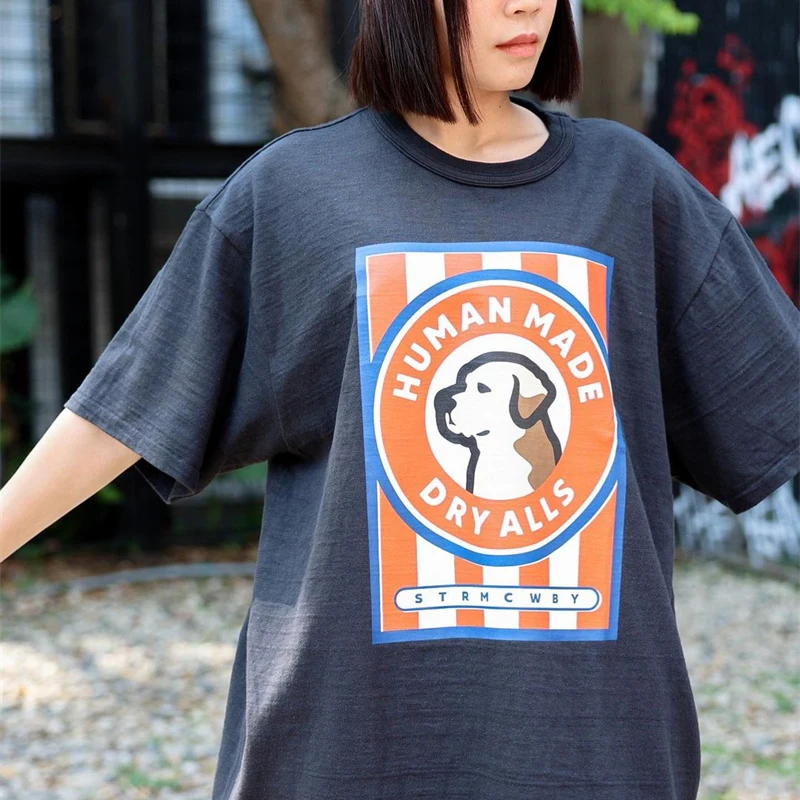 

Human Made Spring And Summer Retro Poster Style Dog Cartoon Printed Bamboo Cotton High-Quality T-Shirts For Men And Women