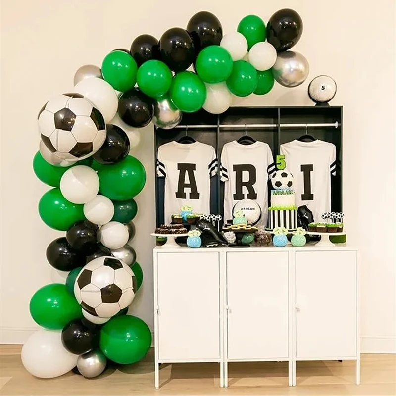 

54pcs/set Soccer Balloons Garland Arch Kit Green Black Latex Globos Boys Birthday Party Decoration Football Party Event Supplies