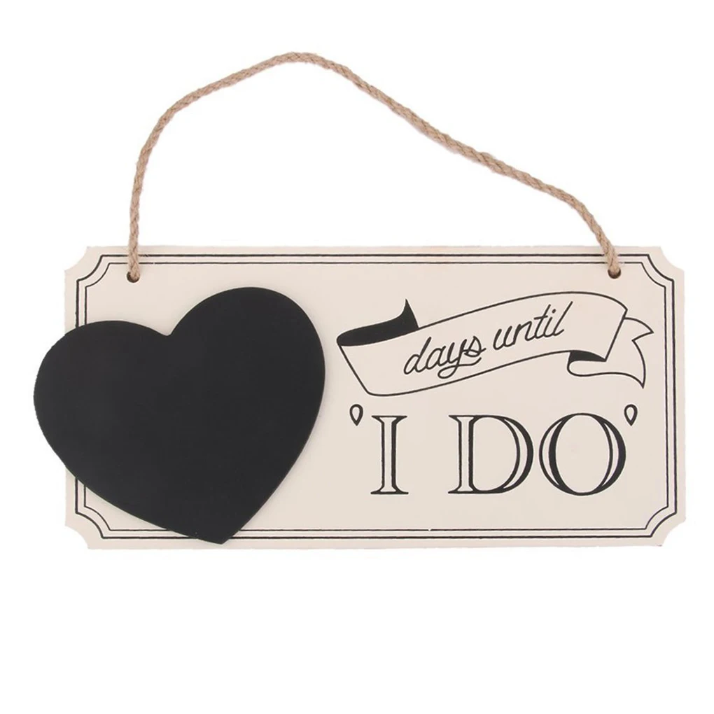 

Wooden Wedding Signage Countdown Blackboard Hanging Board Vintage Marker Heart-Shaped Blackboard Wedding Decoration Accessories