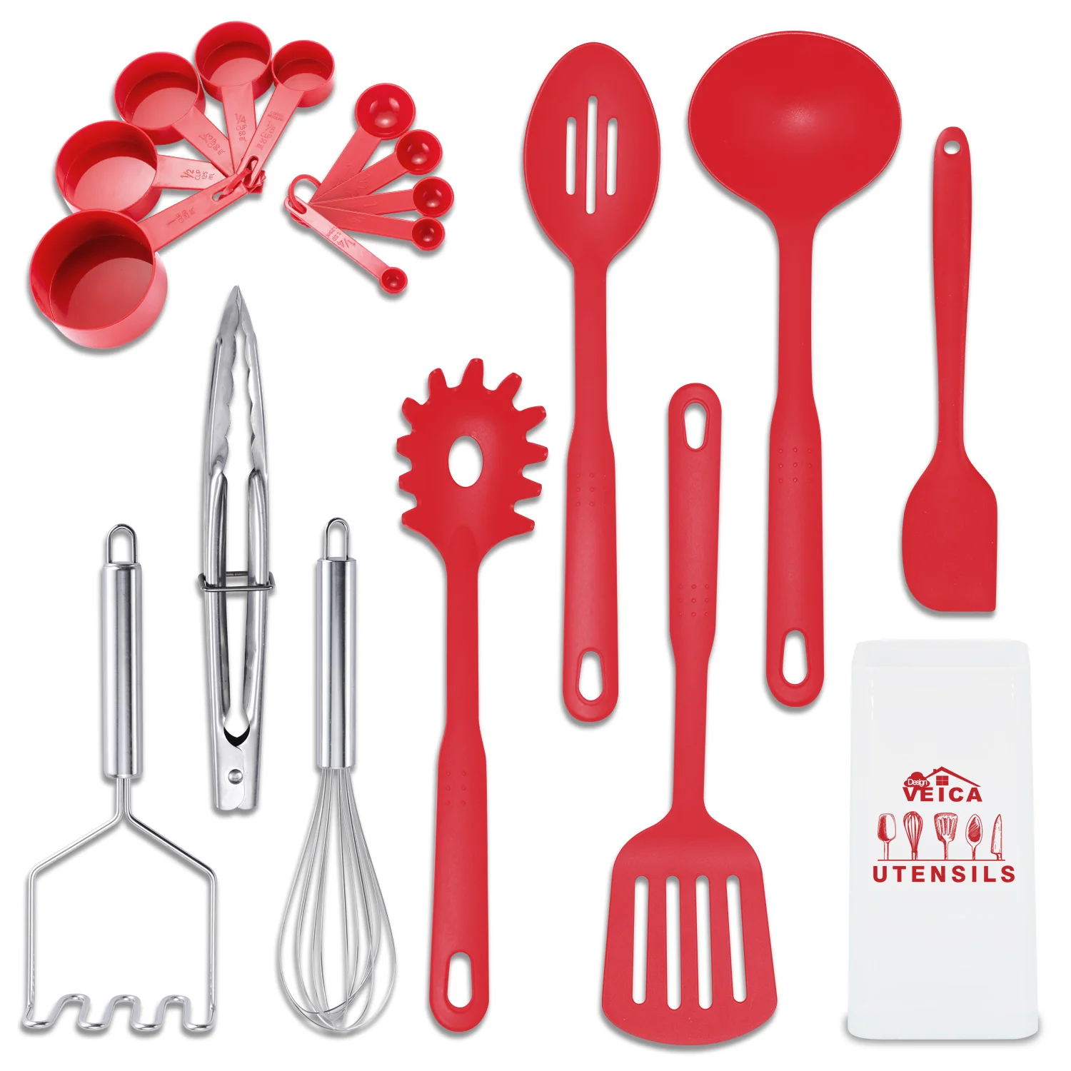 19 Pcs Kitchen Utensils Set Cooking Food Grade Nylon Non Stick Turner Spatula Ladle Whisk Cook Bake With Holder |